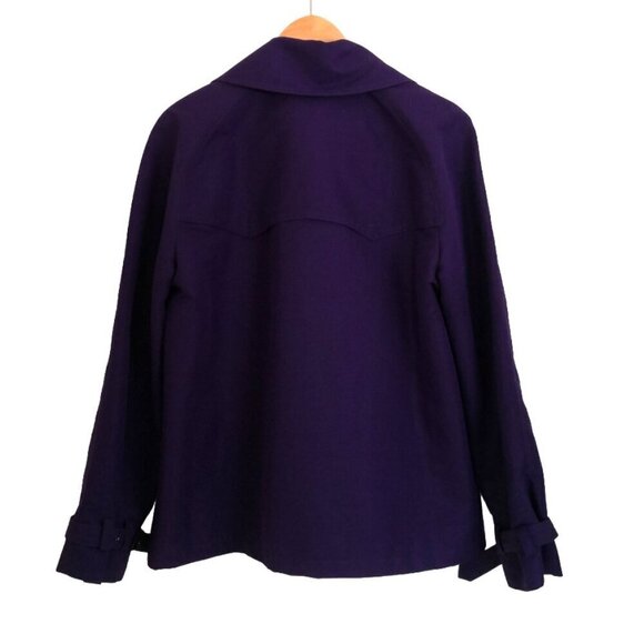 Lauren Ralph Lauren Double Breasted Short Trench Coat Dark Purple Size M - Picture 5 of 7